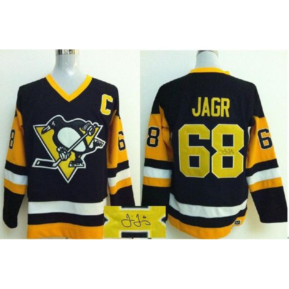 Penguins #68 Jaromir Jagr Black CCM Throwback Autographed Stitched NHL Jersey Penguins #68 Jaromir Jagr Black CCM Throwback Autographed Stitched NHL Jersey