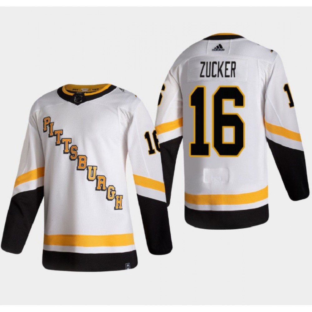 Men's Pittsburgh Penguins #16 Jason Zucker 2021 Reverse Retro White Stitched NHL Jersey Men's Pittsburgh Penguins #16 Jason Zucker 2021 Reverse Retro White Stitched NHL Jersey