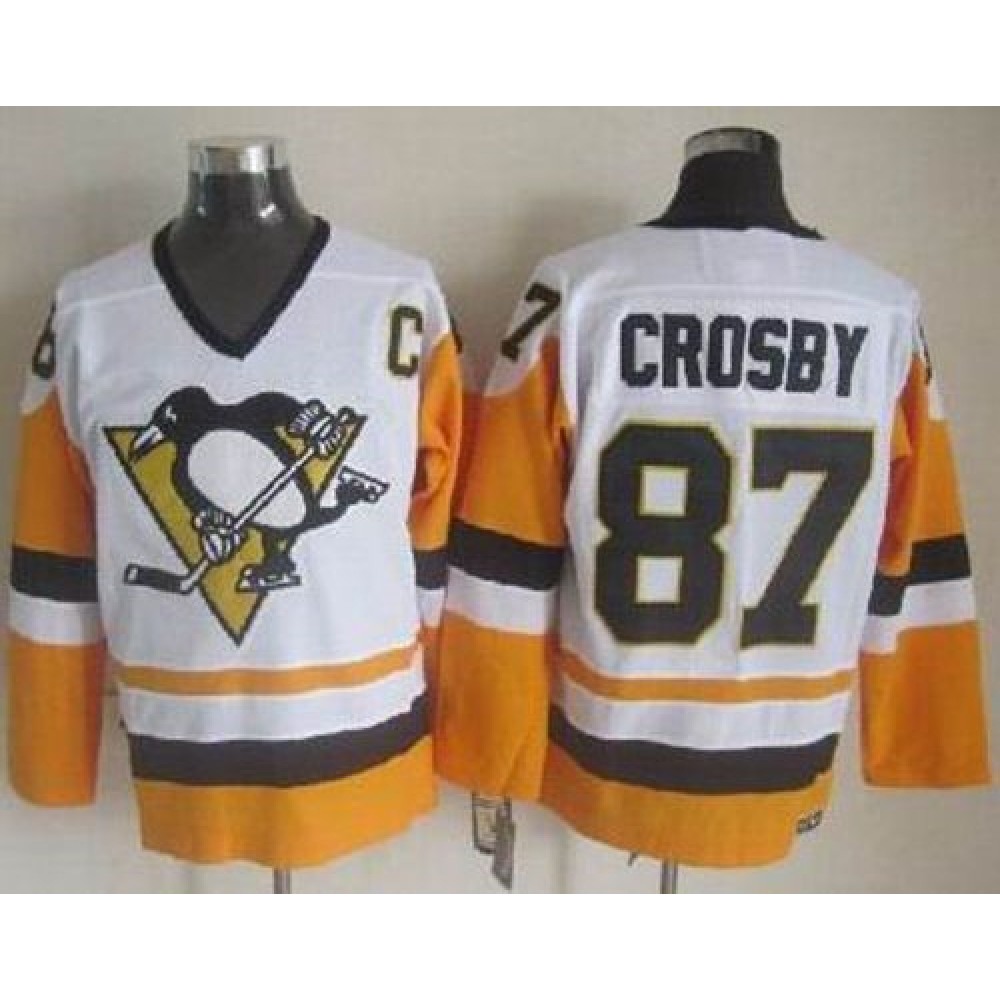 Penguins #87 Sidney Crosby White/Black CCM Throwback Stitched NHL Jersey Penguins #87 Sidney Crosby White/Black CCM Throwback Stitched NHL Jersey
