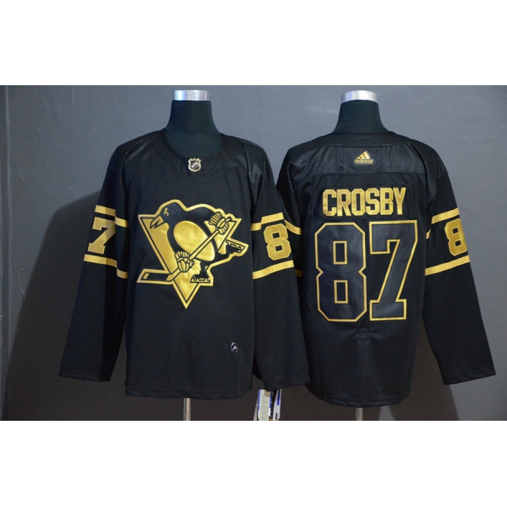 Men's Pittsburgh Penguins #87 Sidney Crosby Black Golden Stitched NHL Jersey Men's Pittsburgh Penguins #87 Sidney Crosby Black Golden Stitched NHL Jersey