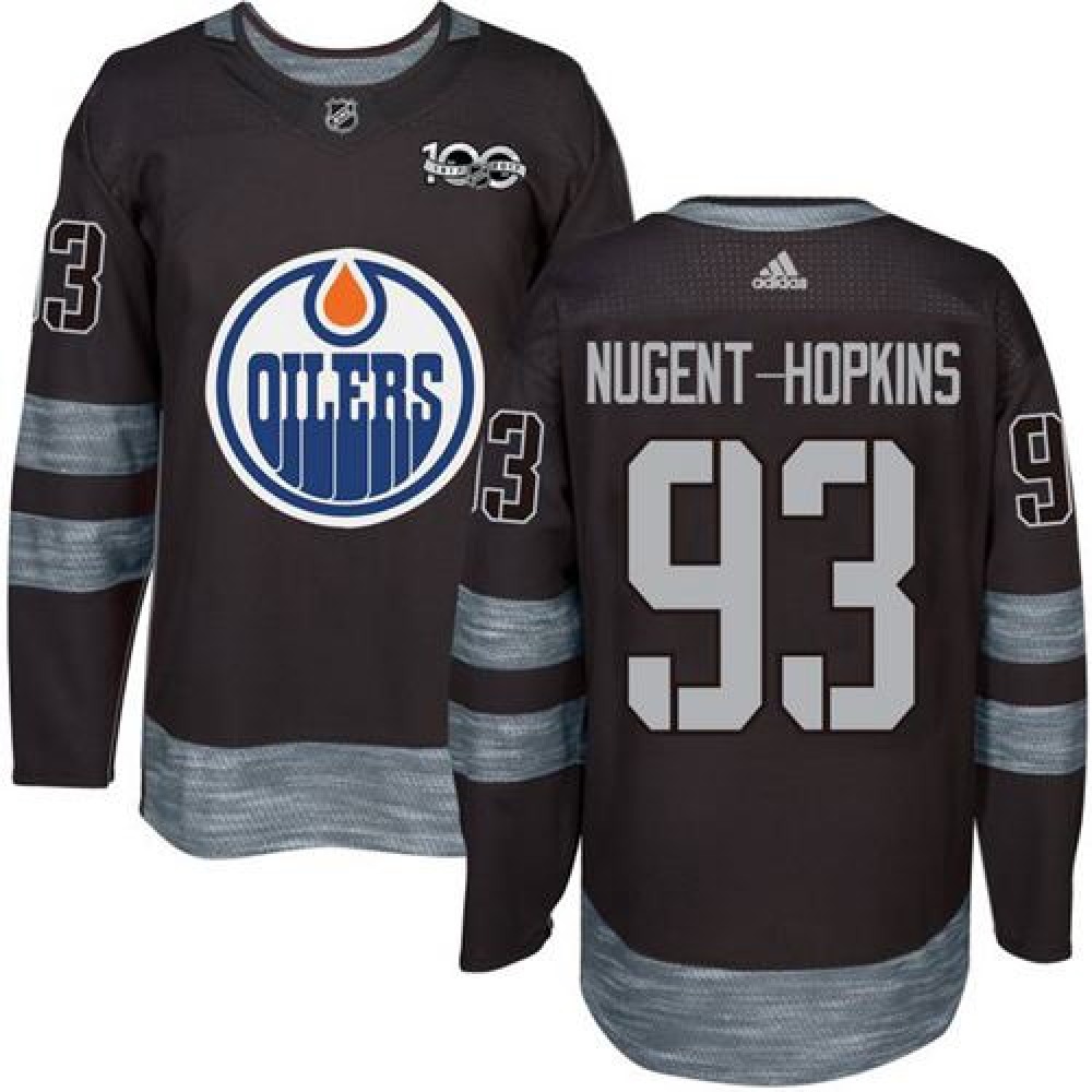 Oilers #93 Ryan Nugent-Hopkins Black 1917-2017 100th Anniversary Stitched NHL Jersey Oilers #93 Ryan Nugent-Hopkins Black 1917-2017 100th Anniversary Stitched NHL Jersey