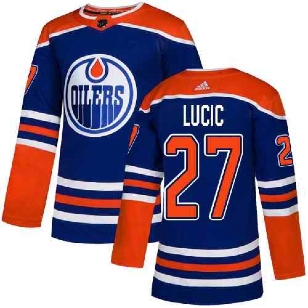 Men's Edmonton Oilers #27 Milan Lucic Royal Blue Stitched NHL Jersey Men's Edmonton Oilers #27 Milan Lucic Royal Blue Stitched NHL Jersey