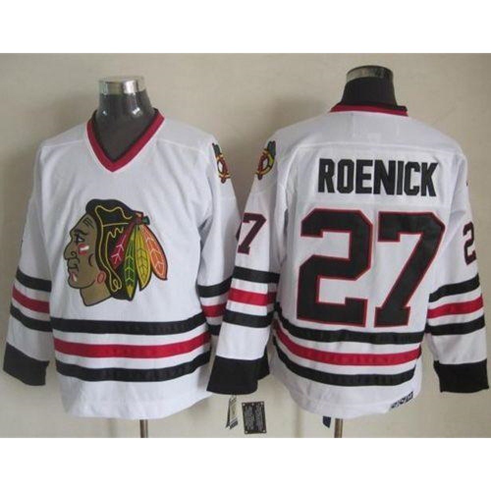 Blackhawks #27 Jeremy Roenick White CCM Throwback Stitched NHL Jersey Blackhawks #27 Jeremy Roenick White CCM Throwback Stitched NHL Jersey
