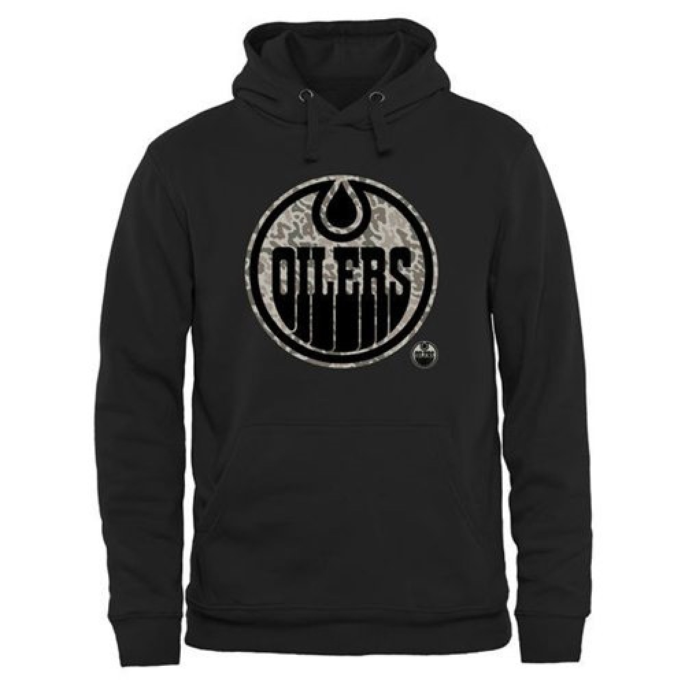 Men's Edmonton Oilers Black Rink Warrior Pullover Hoodie Men's Edmonton Oilers Black Rink Warrior Pullover Hoodie