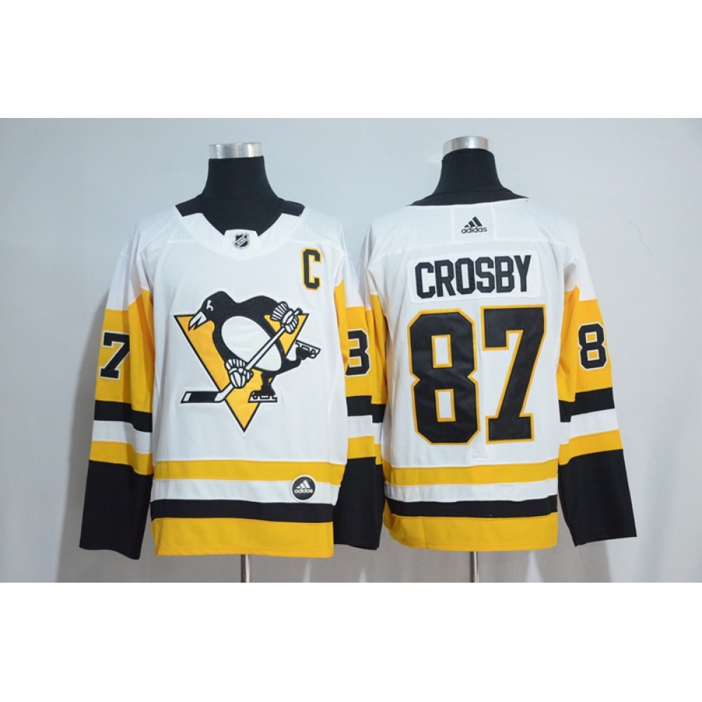 Men's Pittsburgh Penguins #87 Sidney Crosby Adidas White Road Authentic Stitched NHL Jersey Men's Pittsburgh Penguins #87 Sidney Crosby Adidas White Road Authentic Stitched NHL Jersey