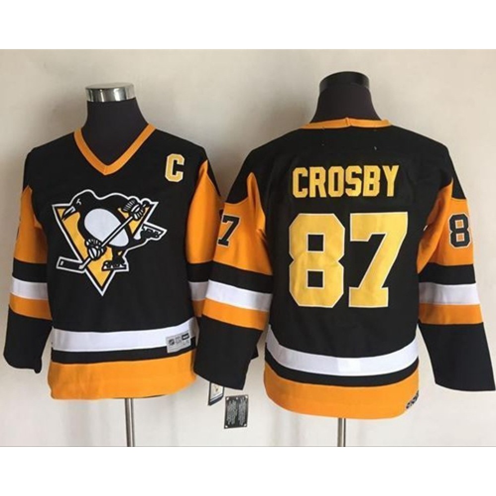 Penguins #87 Sidney Crosby Black Alternate CCM Throwback Stitched Youth NHL Jersey Penguins #87 Sidney Crosby Black Alternate CCM Throwback Stitched Youth NHL Jersey