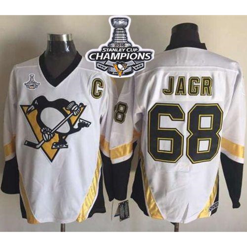 Penguins #68 Jaromir Jagr White CCM Throwback 2016 Stanley Cup Champions Stitched NHL Jersey Penguins #68 Jaromir Jagr White CCM Throwback 2016 Stanley Cup Champions Stitched NHL Jersey