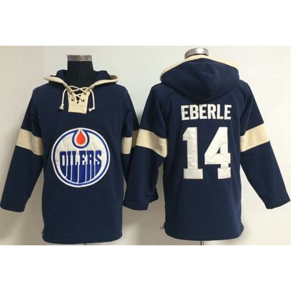 Edmonton Oilers #14 Jordan Eberle Dark Blue Pullover NHL Hoodie Edmonton Oilers #14 Jordan Eberle Dark Blue Pullover NHL Hoodie