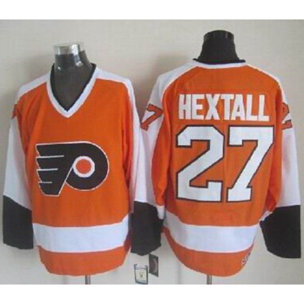 Flyers #27 Ron Hextall Orange/White CCM Throwback Stitched NHL Jersey