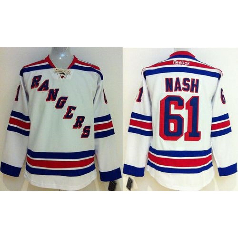 Rangers #61 Rick Nash White Stitched Youth NHL Jersey