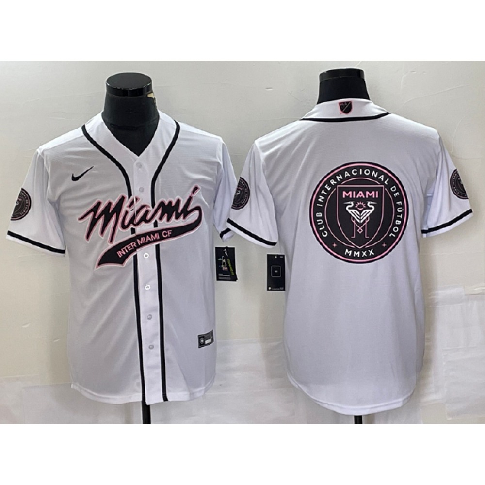Men's Inter Miami CF White Team Big Logo Cool Base Stitched Jersey