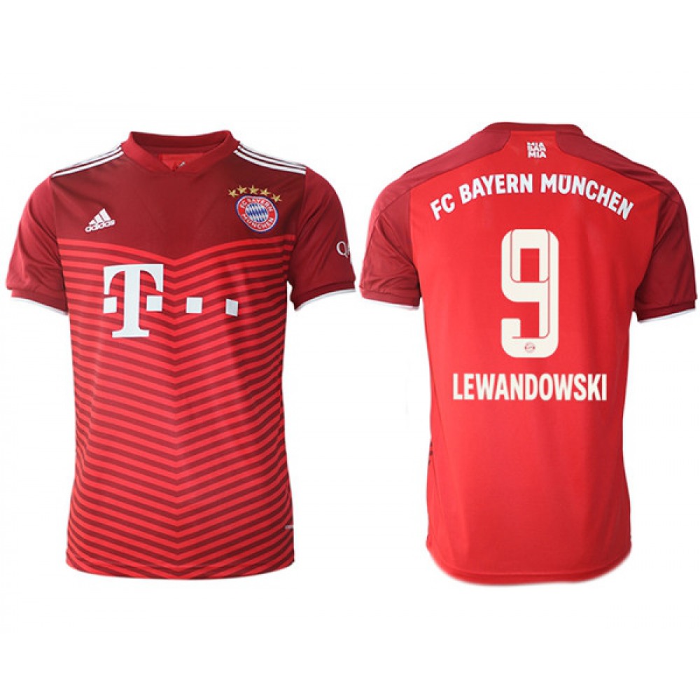 Men's FC Bayern Munchen #9 Robert Lewandowski Red Home Soccer Jersey Men's FC Bayern Munchen #9 Robert Lewandowski Red Home Soccer Jersey