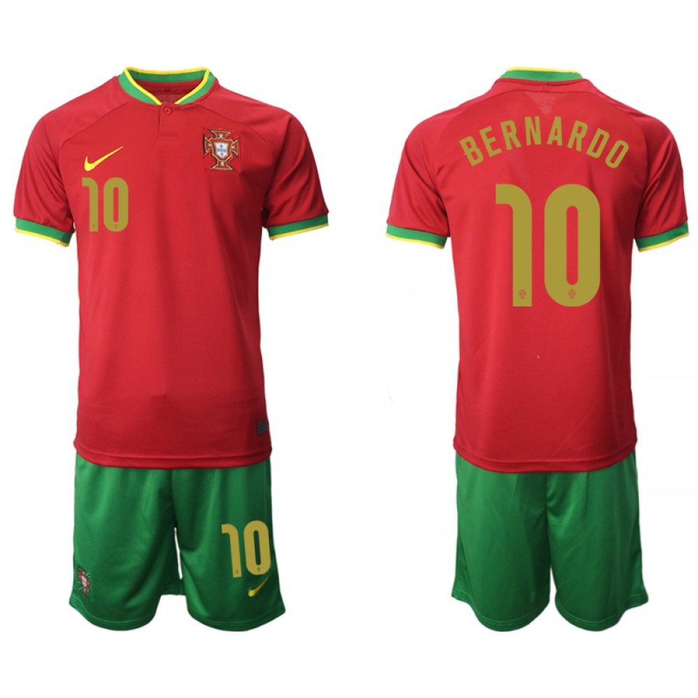 Men's Portugal #10 Bernardo Red Home Soccer Jersey Suit Men's Portugal #10 Bernardo Red Home Soccer Jersey Suit